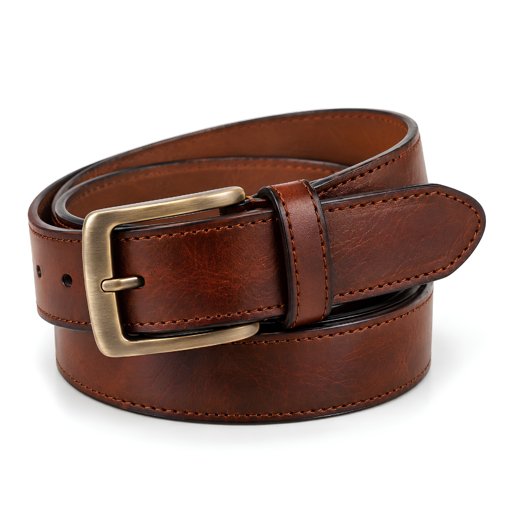 Ashton Dress Belt in Cognac — vegan leather