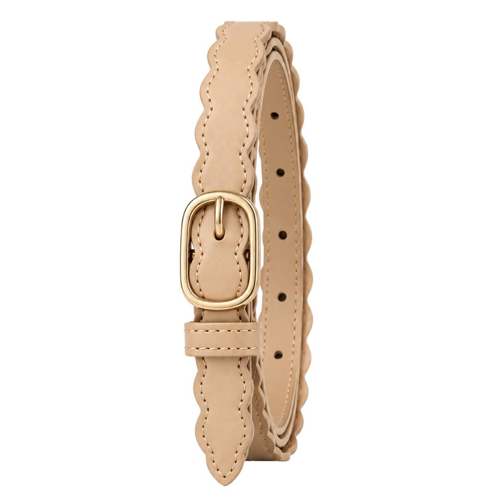 Petal Scalloped Belt in Nude — vegan leather