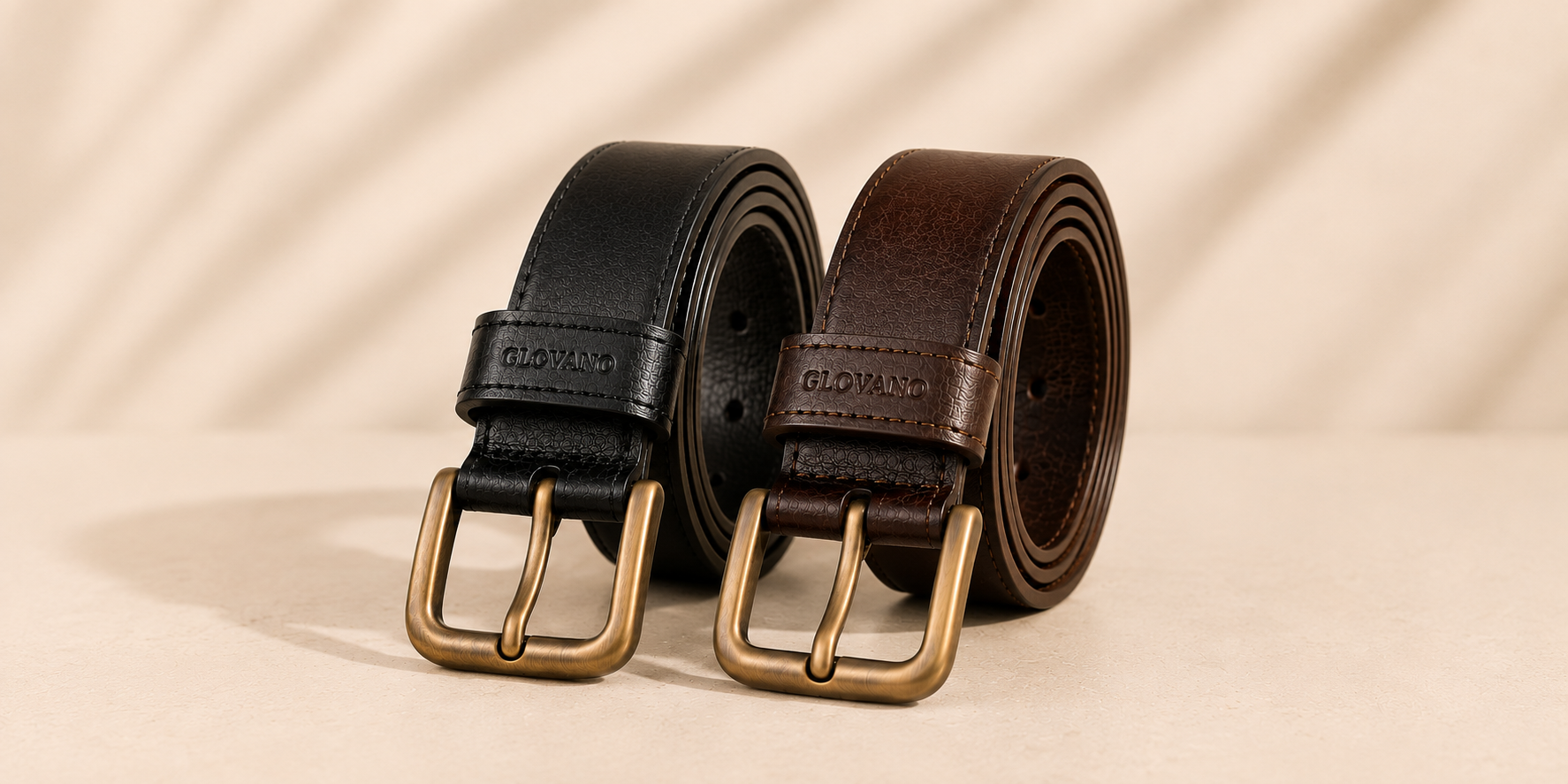 Pack 2 Ceintures Homme en Cuir Véritable – Noir & Marron