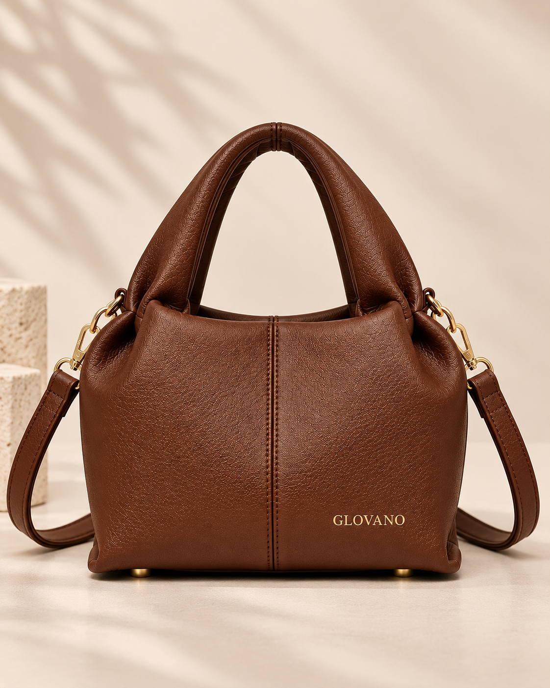 Sac à Main Femme GLOVANO en Cuir PU – Sac Élégant avec Poignée et Bandoulière Amovible
