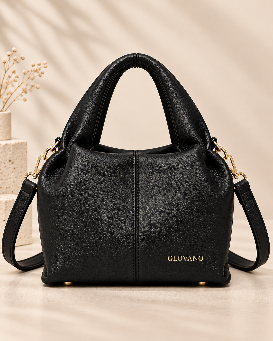 Sac à Main Femme GLOVANO en Cuir PU – Sac Élégant avec Poignée et Bandoulière Amovible