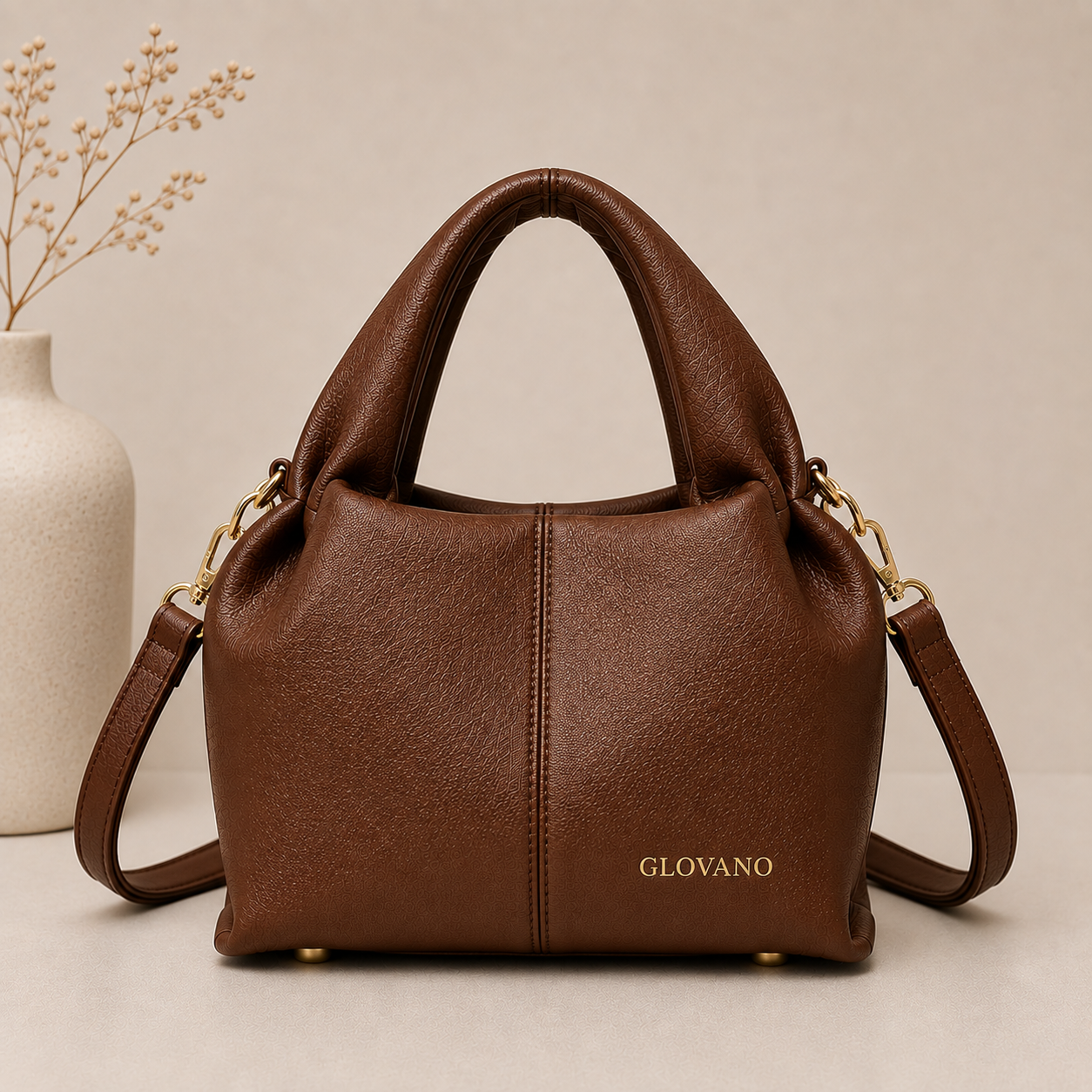 Sac à Main Femme GLOVANO en Cuir PU – Sac Élégant avec Poignée et Bandoulière Amovible
