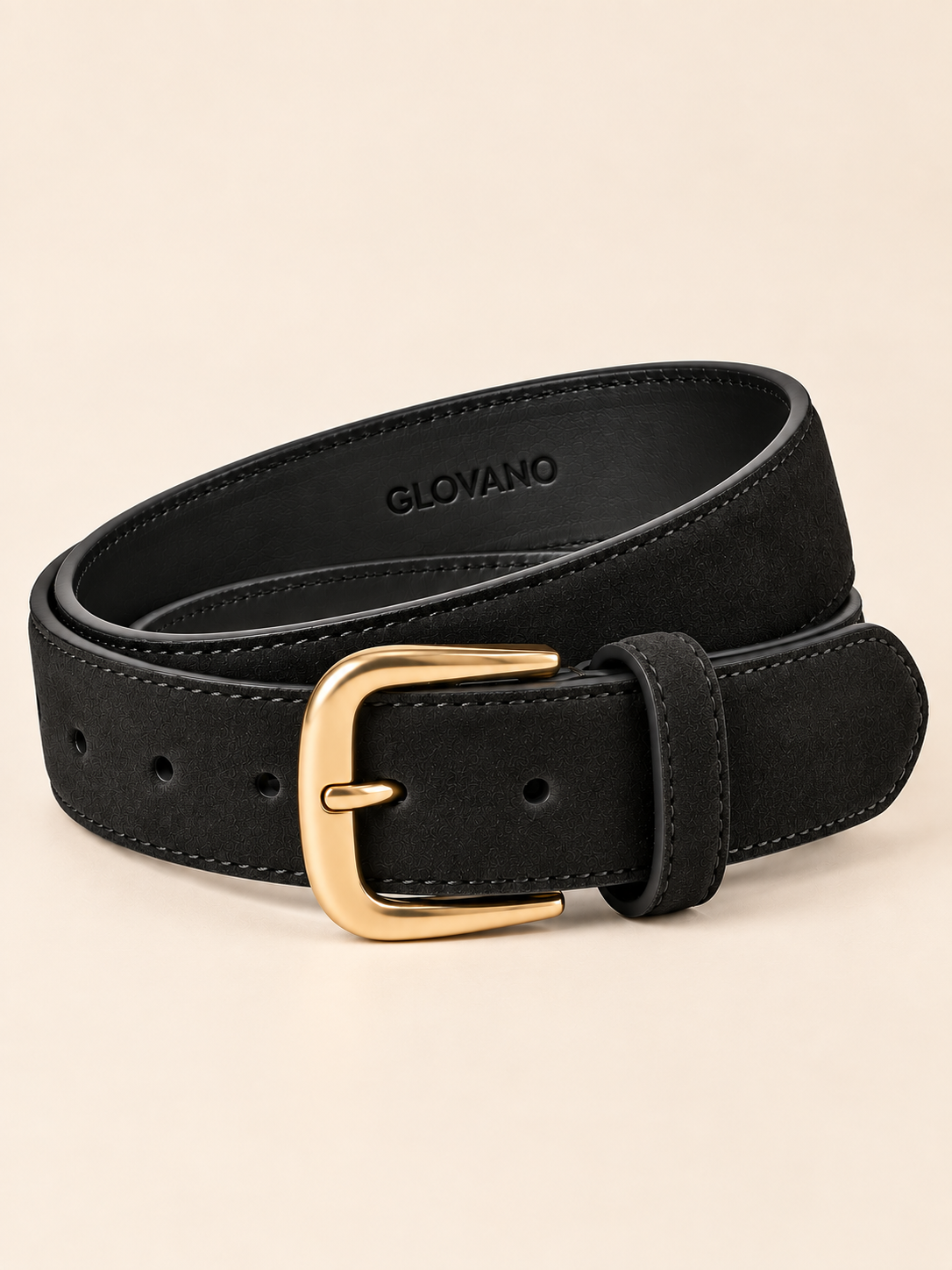 Ceinture GLOVANO Femme en Cuir Véritable – Élégance Suédée & Boucle Métallique