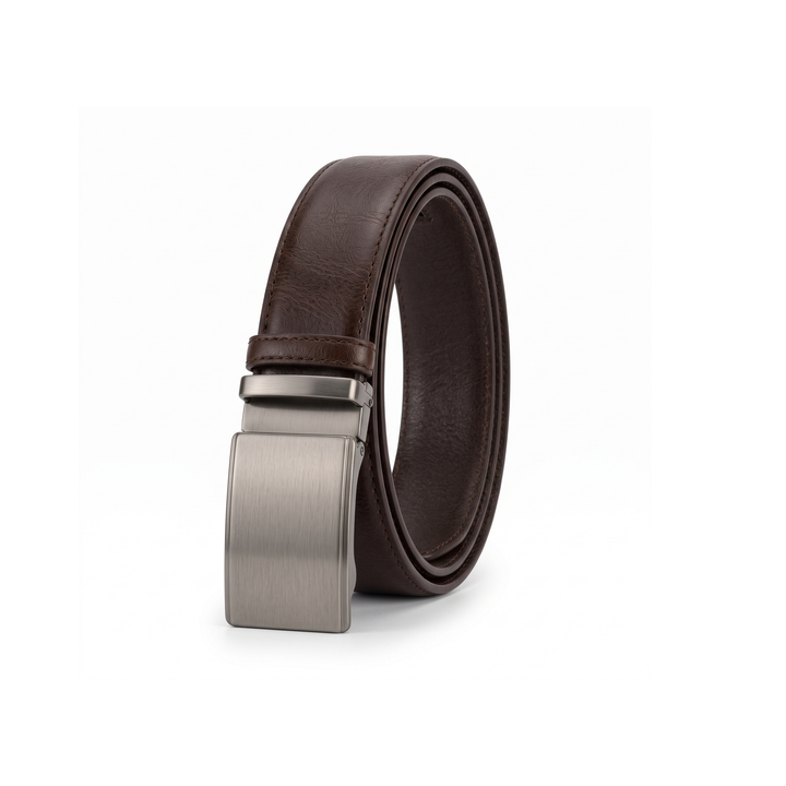 Ceinture Homme en Cuir Marron – Boucle Automatique Minimaliste