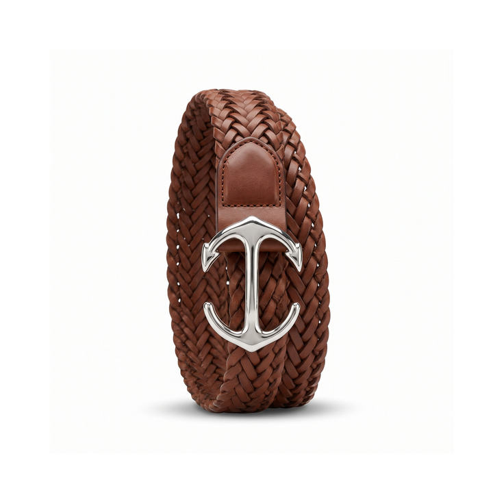 Ceinture Femme Tressée en Cuir – Boucle Argentée