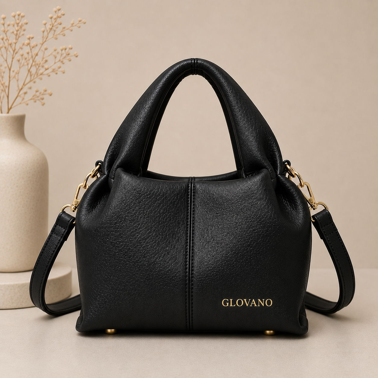 Sac à Main Femme GLOVANO en Cuir PU – Sac Élégant avec Poignée et Bandoulière Amovible
