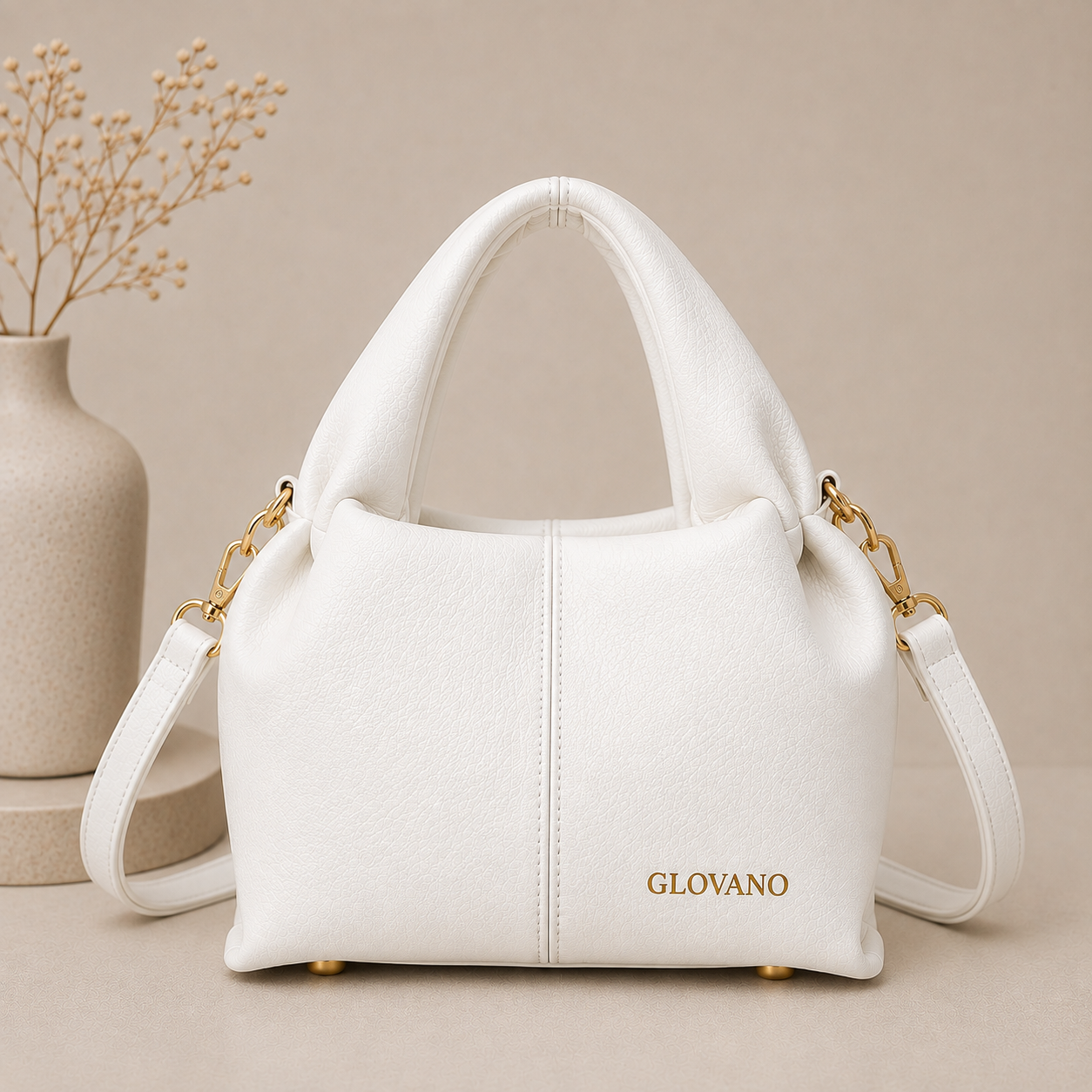 Sac à Main Femme GLOVANO en Cuir PU – Sac Élégant avec Poignée et Bandoulière Amovible