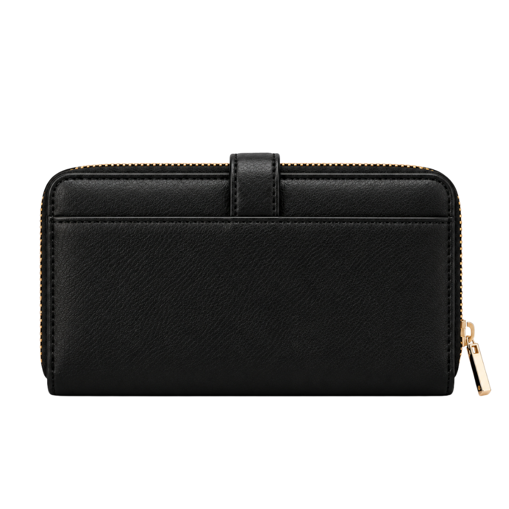 Avery Zip-Around Wallet in Black — vegan leather