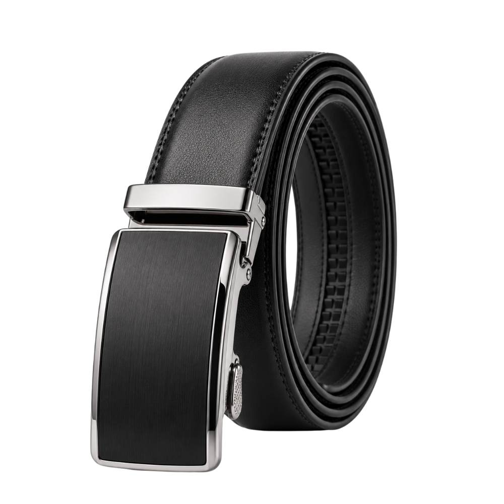 Corbin Automatic Belt in Taupe — vegan leather