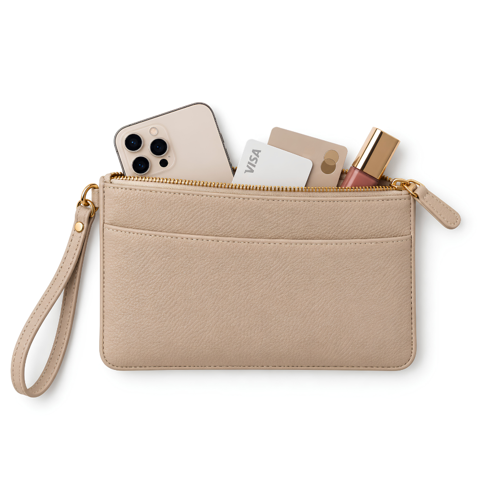 Elle Card Wristlet in Nude — vegan leather