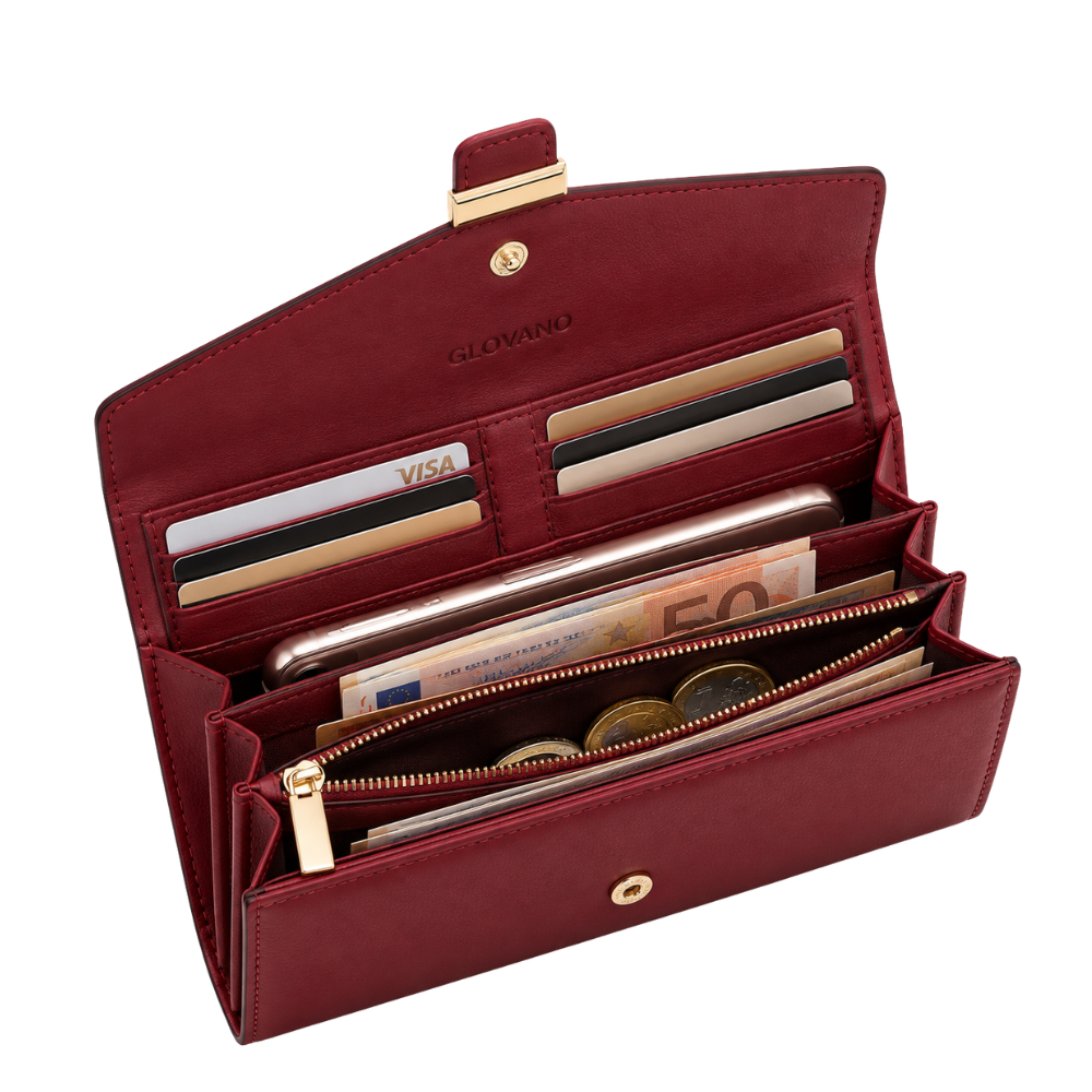 Margot Envelope Wallet in Burgundy — vegan leather
