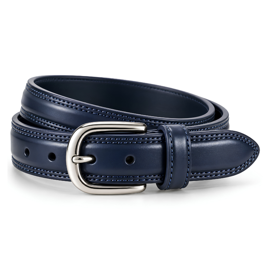 Halston Dress Belt in Navy — vegan leather