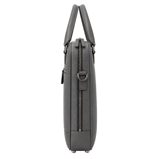 Kingston Briefcase in Grey — vegan leather