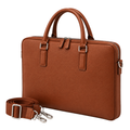 Kingston Slim Briefcase in Cognac — vegan leather
