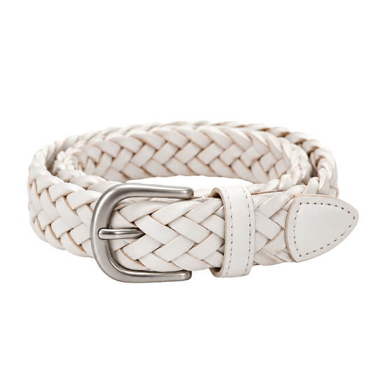 Liv Braided Belt in Ivory — vegan leather