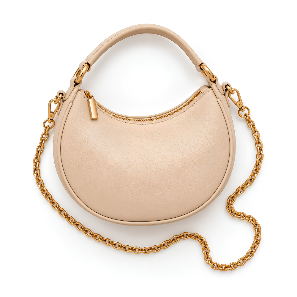 Luna Half-Moon Bag in Nude — vegan leather