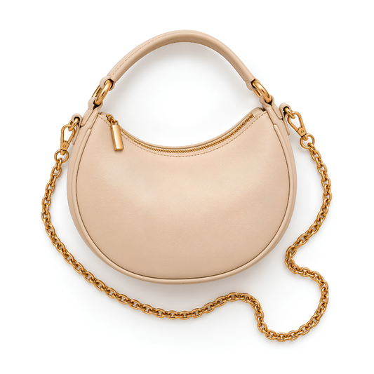 Luna Half-Moon Bag in Nude — vegan leather