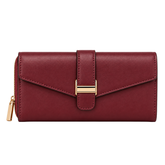 Margot Envelope Wallet in Burgundy — vegan leather