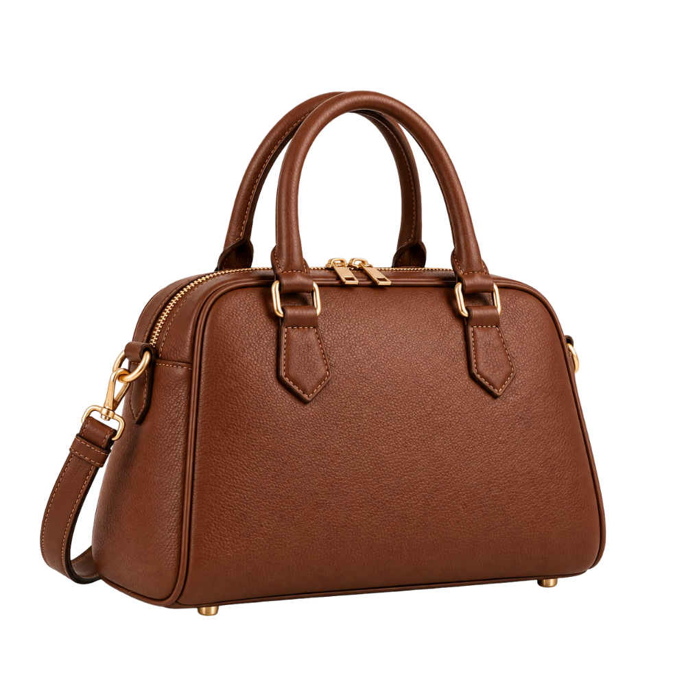 Rowan Bowling Bag in Cognac — vegan leather