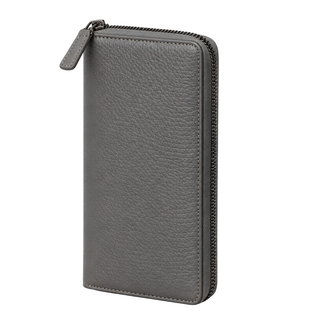 Sloan Zip-Around Wallet in Grey — vegan leather