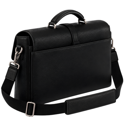 Sterling Flap Briefcase in Black — vegan leather