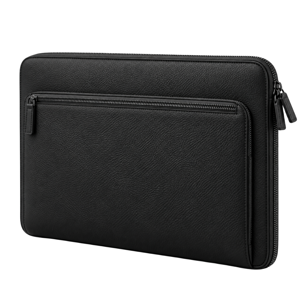 Vale Zip Portfolio in Black — vegan leather