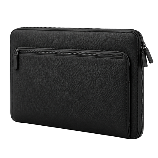 Vale Zip Portfolio in Black — vegan leather
