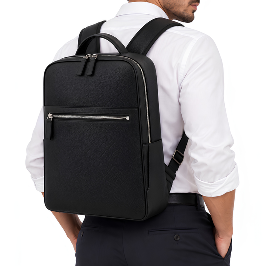 Vector Business Backpack in Black — vegan leather