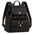 Wren Drawstring Backpack in Black — vegan leather